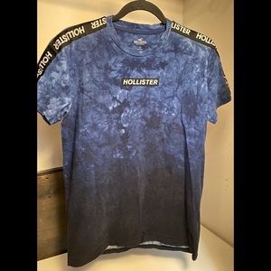 Mens Navy Blue Tie-dye Hollister Logo T-Shirt